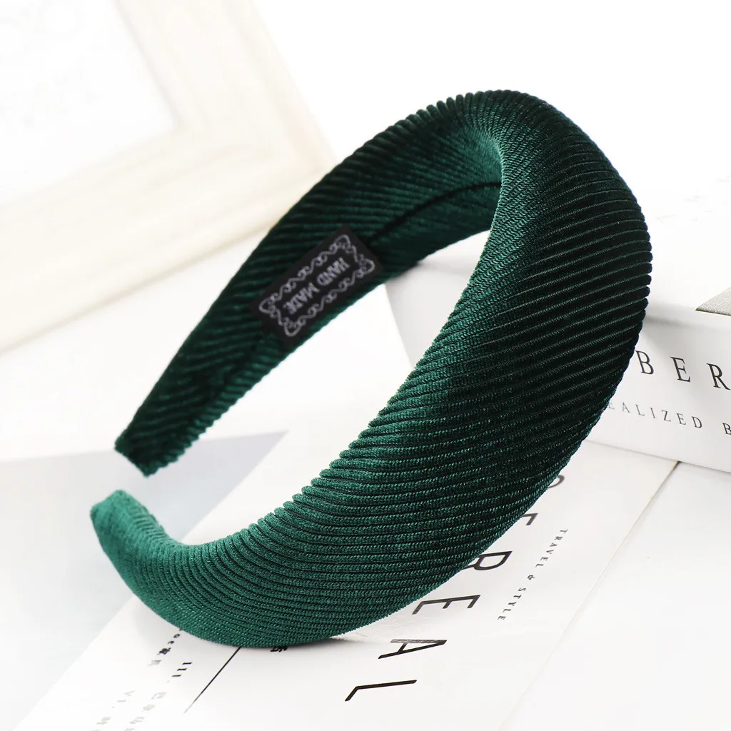 Повязка на голову женская бархатная модный обруч ручной работы с каменным узором