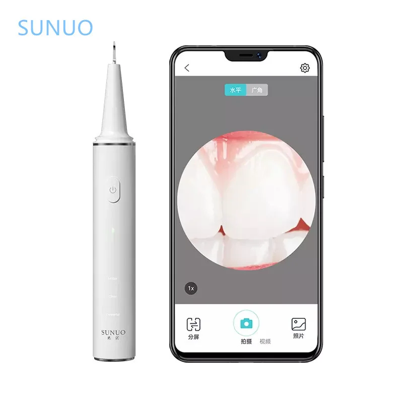 

SUNUO Visual Electric Ultrasonic Dental whitener Scaler Teeth Calculus Tartar Remover Smart App 500W HD endoscope Cleaner Tooth