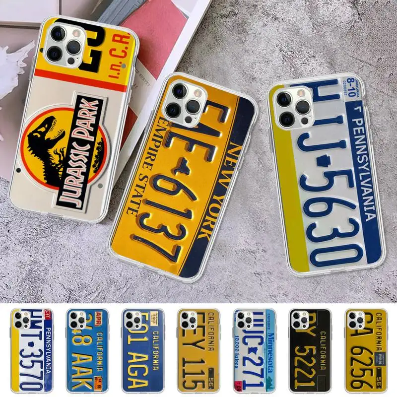 

License New York plate number1 Phone Case for iPhone 11 12 13 mini pro XS MAX 8 7 6 6S Plus X 5S SE 2020 XR case