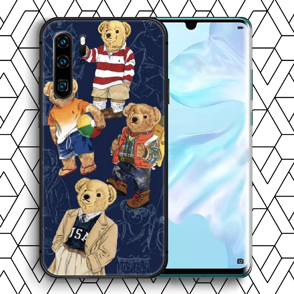 

Italy Cartoon Bear Phone Case For Huawei P Mate 10 20 30 40 Lite Pro smart Z 2019 nova 5t black Etui Fashion Shell 3D Back