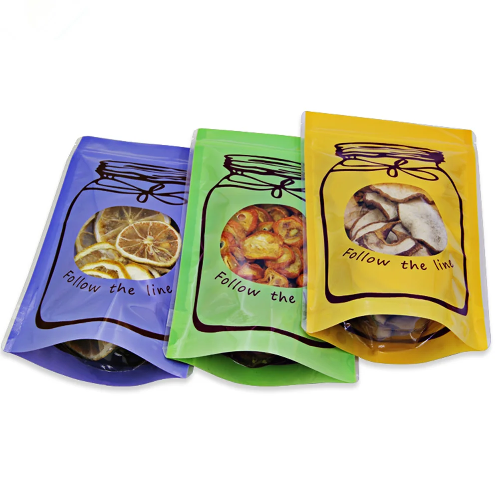 

100 Pcs/Lot Small Plastic Stand Up Pouches with Window Heat Sealed Food Packing Bag for Tea Grains