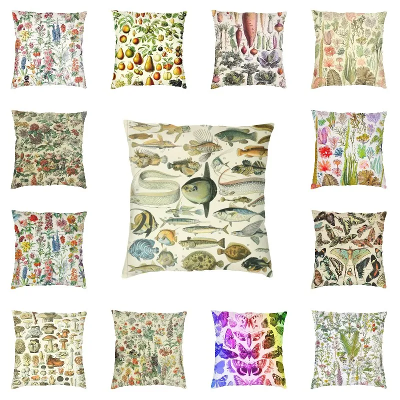 

Adolphe Millot Poissons Throw Pillow Cover Home Decorative Book Encyclopedia French Painter Cushion Cover for Living Room