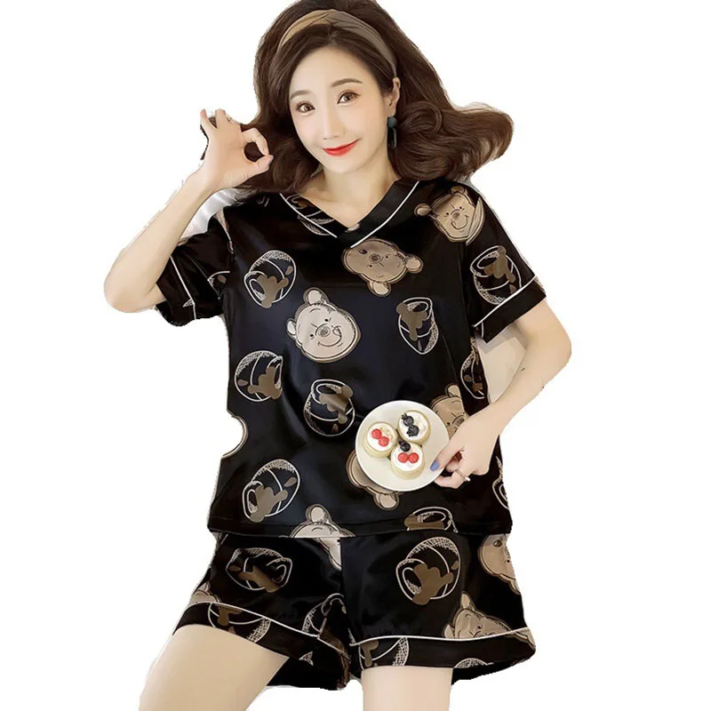 

Pliktea Pajamas for Women Summer Short Sleeve Shorts Two Piece Sleepwear Women's Pajamas Thin Printing Women's Home Clothes