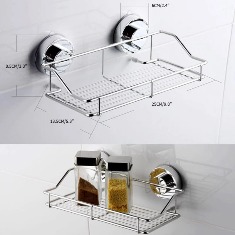 Супер мощная присоска из нержавеющей стали полка для ванной комнаты хранения
