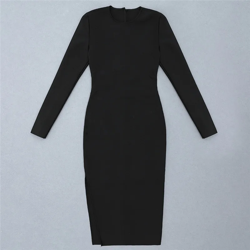 Женское вечернее платье с открытой спиной черное облегающее длинным рукавом и