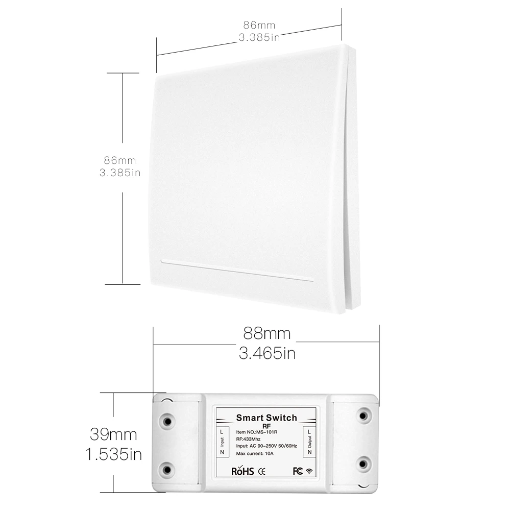 

433Mhz Wireless Smart Switch RF Remote Control Receiver Push Button Controller Wall Panel Transmitter,2 way/3 way Multi-Control