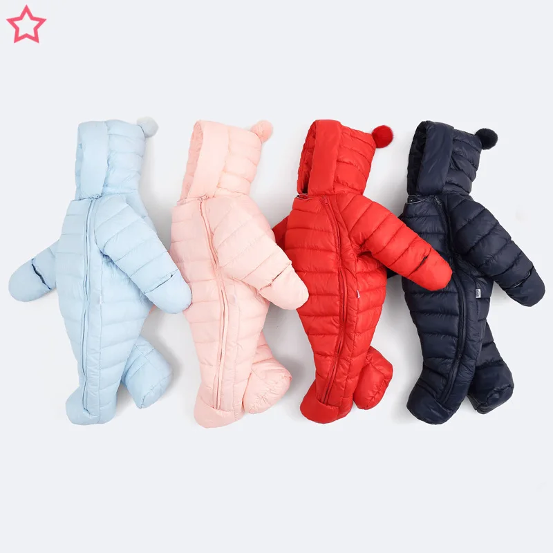 3 в 1 перчатки обувь для малышей теплая зимняя одежда с капюшоном комбинезоны