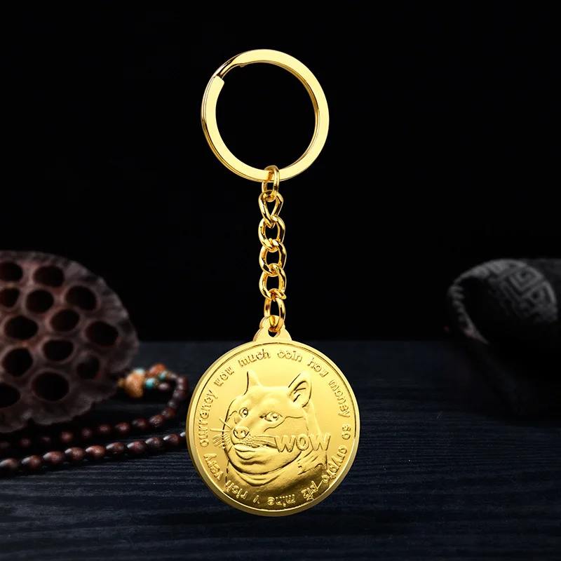 

Dogecoin, позолоченная искусственная кожа + брелок, догкоин издание, коллекционный сплав, обшивка, подарки ручной работы