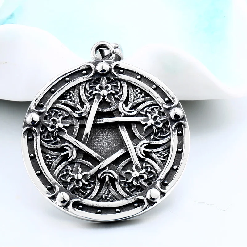 Кулон Pentacle punk biker rock ожерелье из нержавеющей стали классная Тяжелая мода мужские