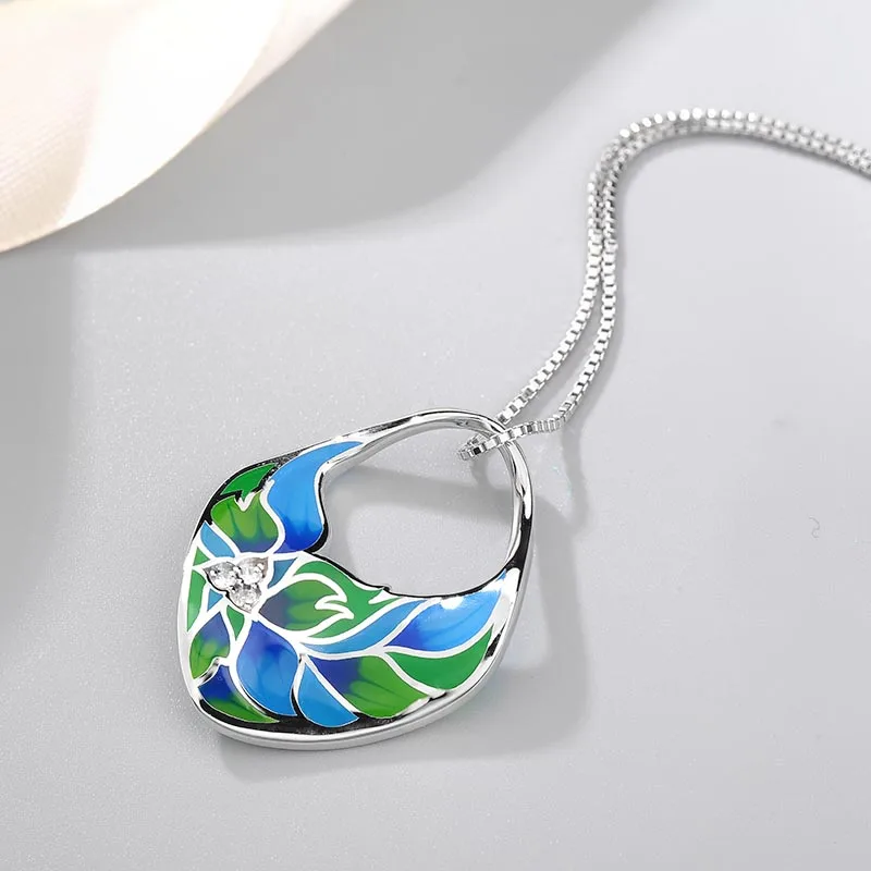 Новое ожерелье из серебра 925 пробы в форме капли воды как листья разлетающие под