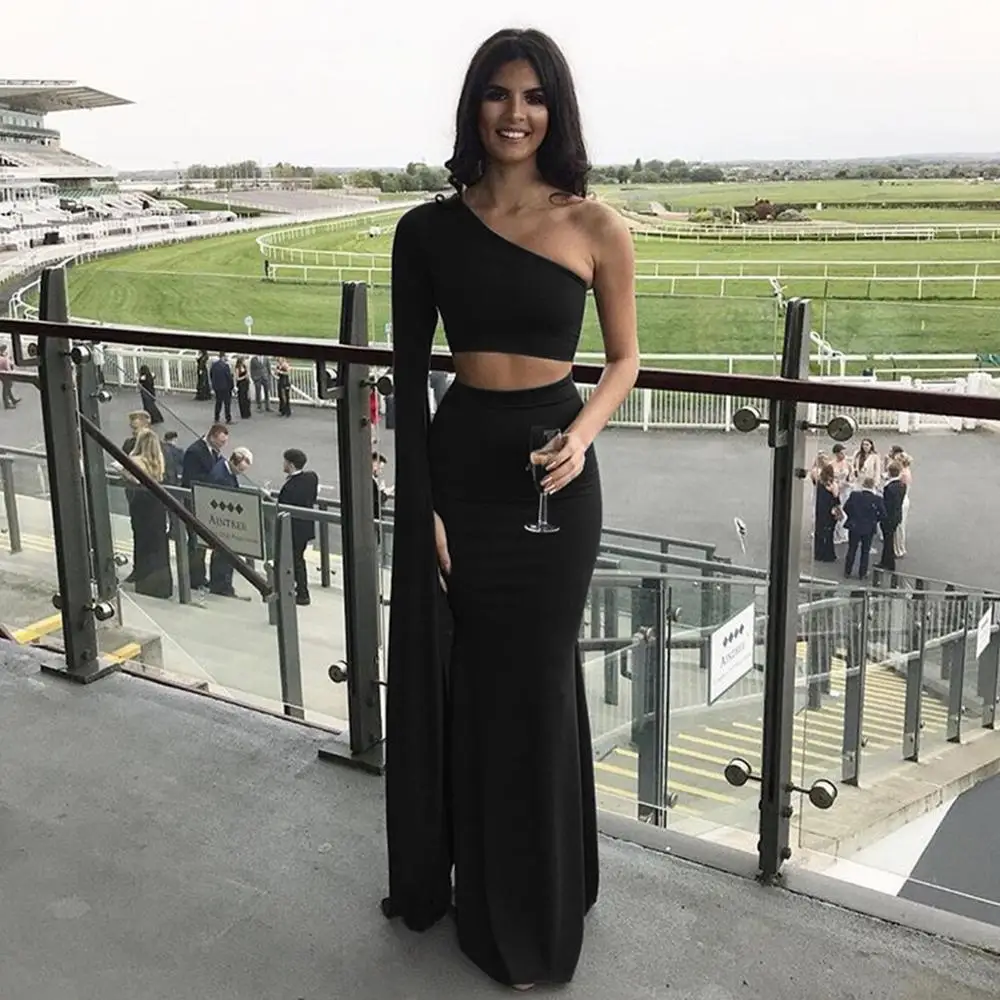 Платье для выпускного вечера из двух частей Длинное темно синее бордовое