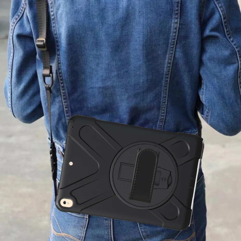 New For iPad air 3 10.5 2019 / Pro 2017 Tablet Case Kids Safe Heavy Duty Rotating Hand Strap/Kickstand+Shoulder Strap | Компьютеры и