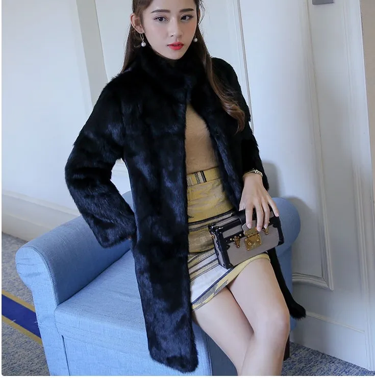 New Real genuine natural rabbit fur coat women's stand collar  jacket lady fashion fur outwear custom any size