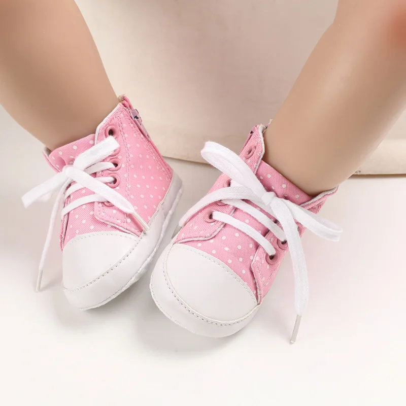 Классические повседневные парусиновые детские ботинки в горошек для 0-18 м