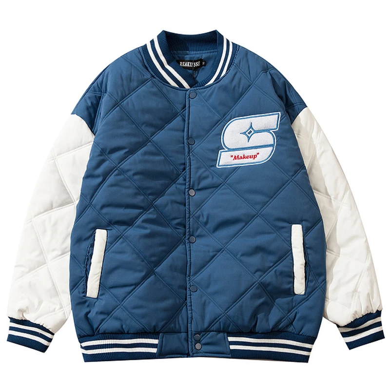 

Unisex Harajuku Patchwork Letter Embroidery Thick Parka Winter Male Jacket Clothes Couple Coats Mens CottonCasual Parkas Jacket