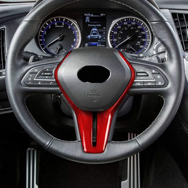 Скидка Подходит для Infiniti Q50 Q60, Модифицированная задняя крышка рулевого колеса из настоящего углеродного волокна, черный