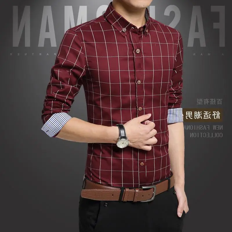 

2021 Spring and Autumn New Men's Long-sleeved Shirts Fashionable Casual Comfortable Plaid Shirts