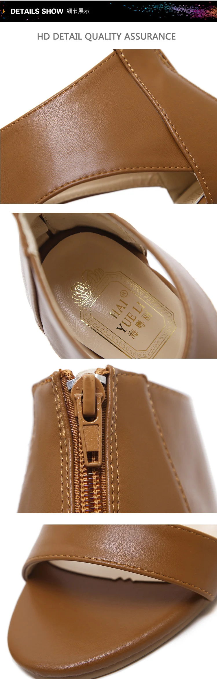 

Fashion Solid High Heels Sandals For Women Zip Square Heels PU Summer Sandals Cover Heel Ankle Wrap Shoes