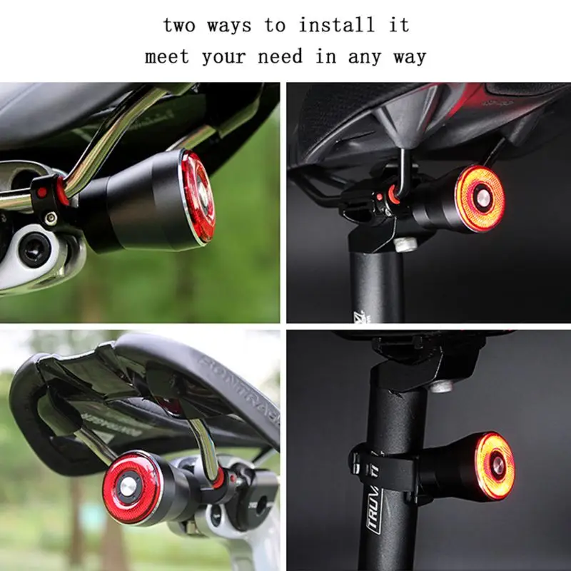 Фонарь задсветильник велосипедный со светодиодной подсветкой и датчиком