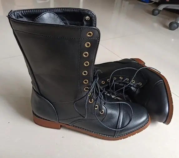 

Fashion Men Shoes Top Quality PU Leather Military Combat Ankle Boots Lace Up Round Toe Zipper Casual Zapatos De Hombre LP383