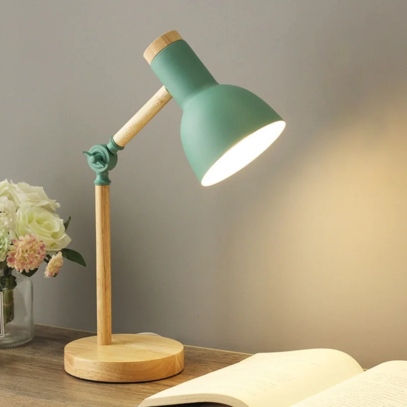 

Креативный скандинавский деревянный арт Железный светодиодный складной простая настольная лампа Защита глаз настольная лампа для чтения ...