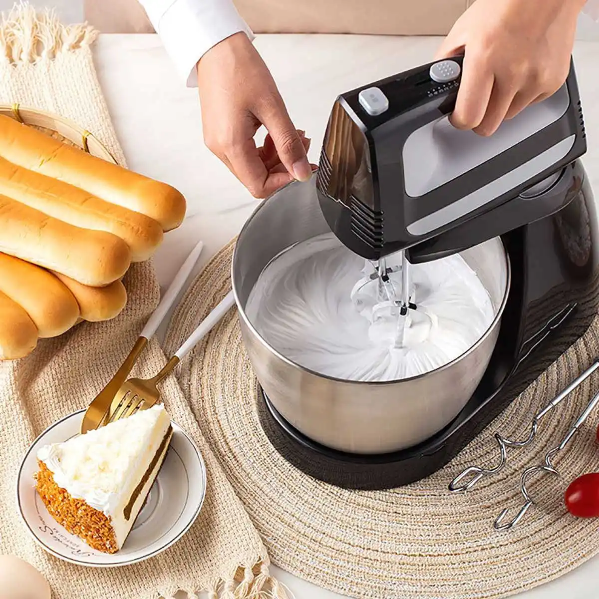 

5 Speed Multi Food Stand Mixer 3.5L Stainless Steel Bowl Electric Egg Whisk Dough Cream Blender Whipping Cream Beater Machine