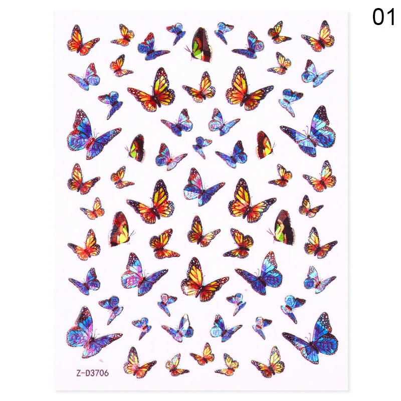 

1 Sheet Holographics Butterfly 3D Nail Sticker Colorful Butterfly Nail Art Transfer Sticker Slider DIY Nail Art Decoration