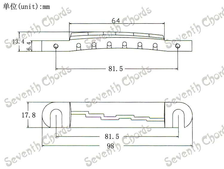 

A Set 6 String Guitar Compensated Bridge Tailpiece for LP Guitar/ Turn Over Bridge Tailpiece - Chrome - Black for choose