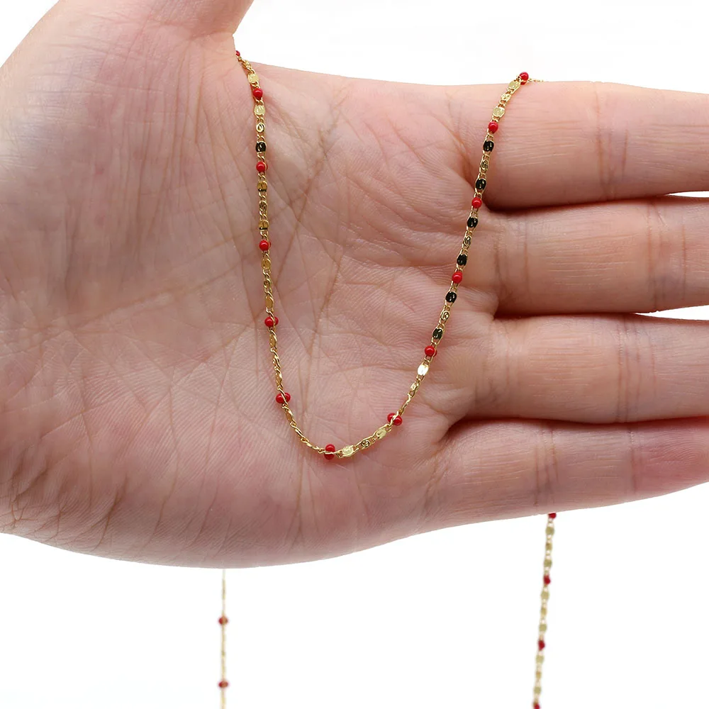 

1 Meter Handmade Gold Wire Copper Chain stone Beads Chains for Jewelry Making DIY Necklace Bracelet Anklet Accessories