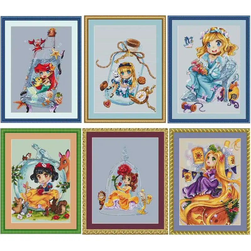 

Mermaid princess patterns counted 11CT 14CT DIY Cross Stitch Sets wholesale Cross-stitch Kits Embroidery Needlework