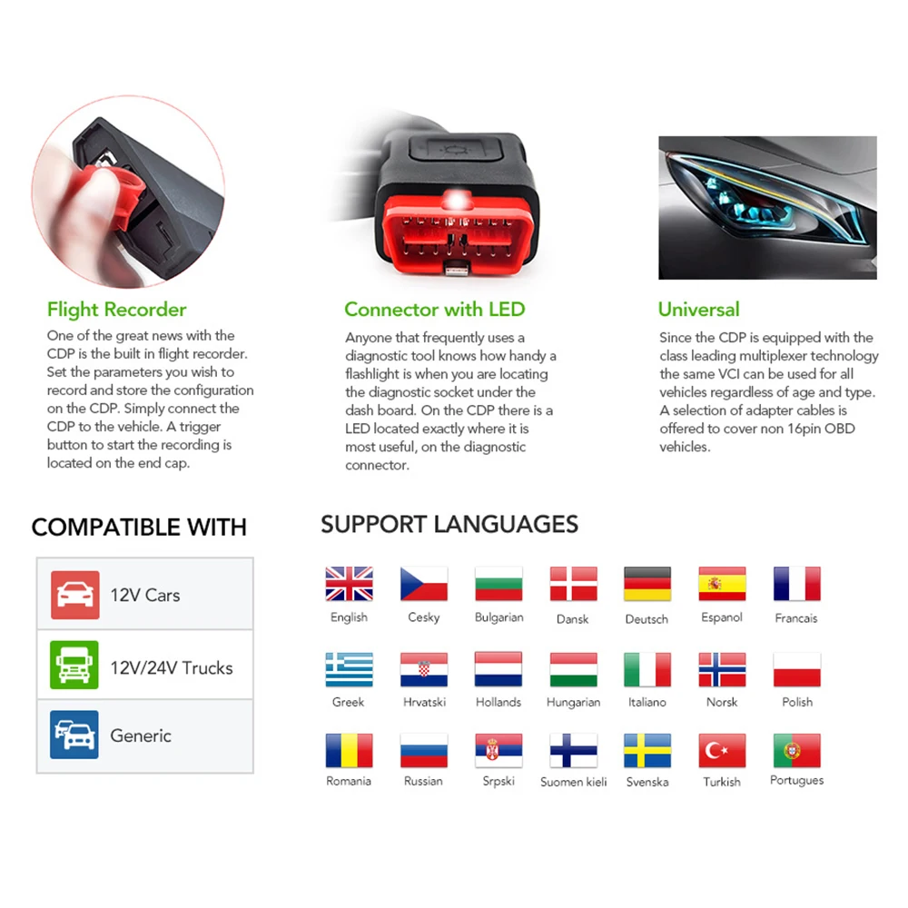 OBDII Scanner Relays Cars-Trucks Diagnostic Tool V3.0 Multidiag Double Green Board Real 9241 Chip TCS Bluetooth OBD2 Code Reader