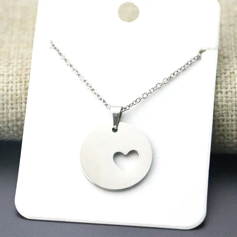 1pc New Classic Round Sun Heart Stainless Steel Custom Necklace Love Hearts Pendant Kids Girls Women Festival Jewelry | Украшения и