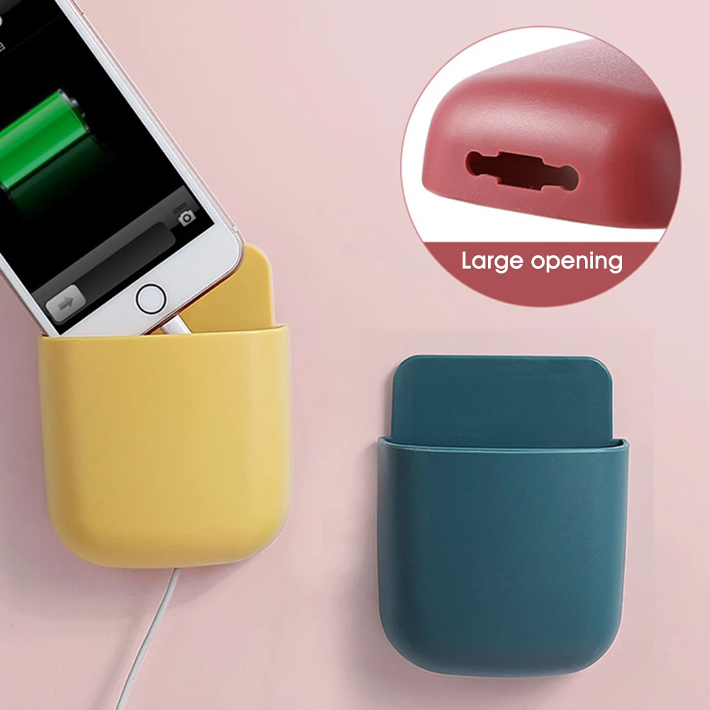 

Self-adhesive Mobile Phone Plug Holder TV Air Conditioner Remote Control Storage Box Case Stand Container Wall Mounted Organizer