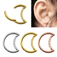 316l surgical steel segment tragus helix cartilage zircon earring nose ring septum clicker conch ring body piercing jewelry