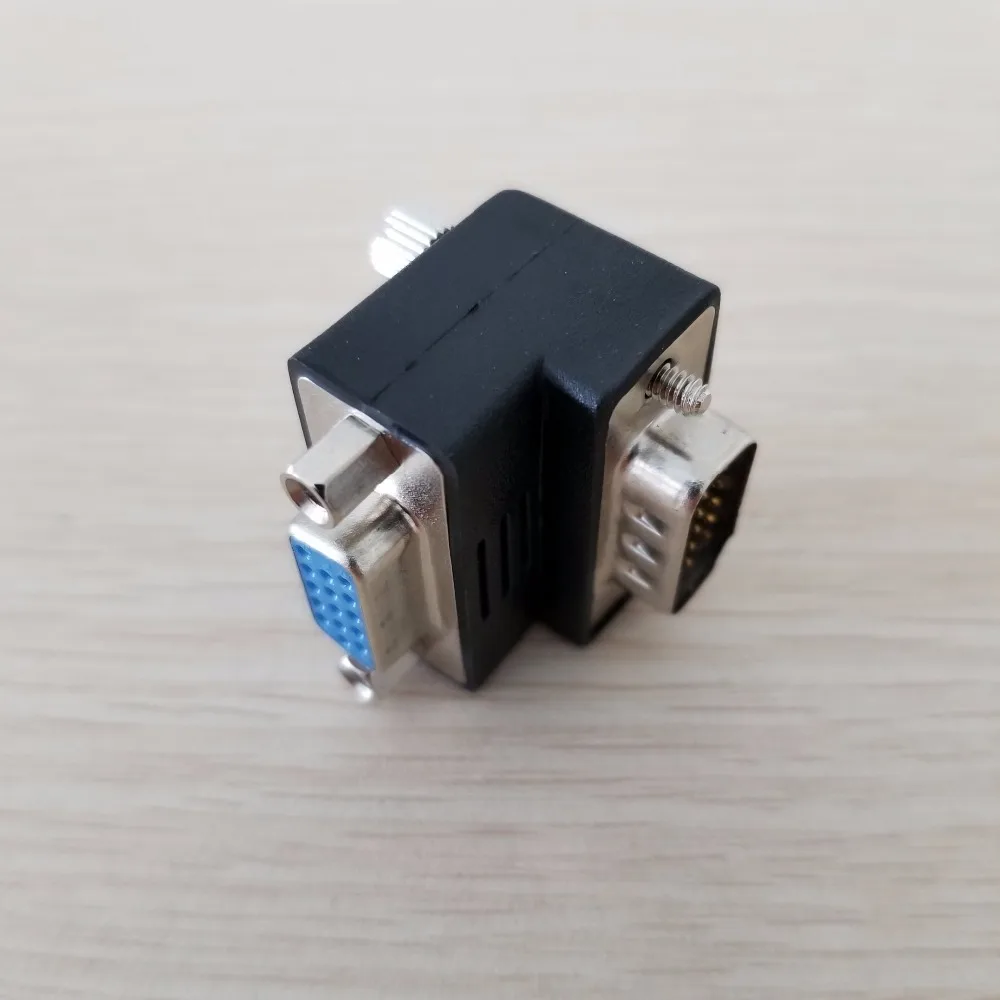 

10pcs/lot 90 Degree Up Angle 15Pin VGA SVGA Adapter Plug HDB15 Male to Female Connector for TV Display