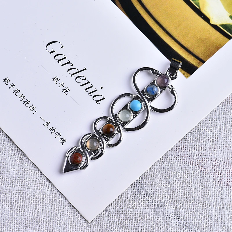 Натуральный камень 7 чакр подвеска в богемном стиле с символом жизни рейки амулет