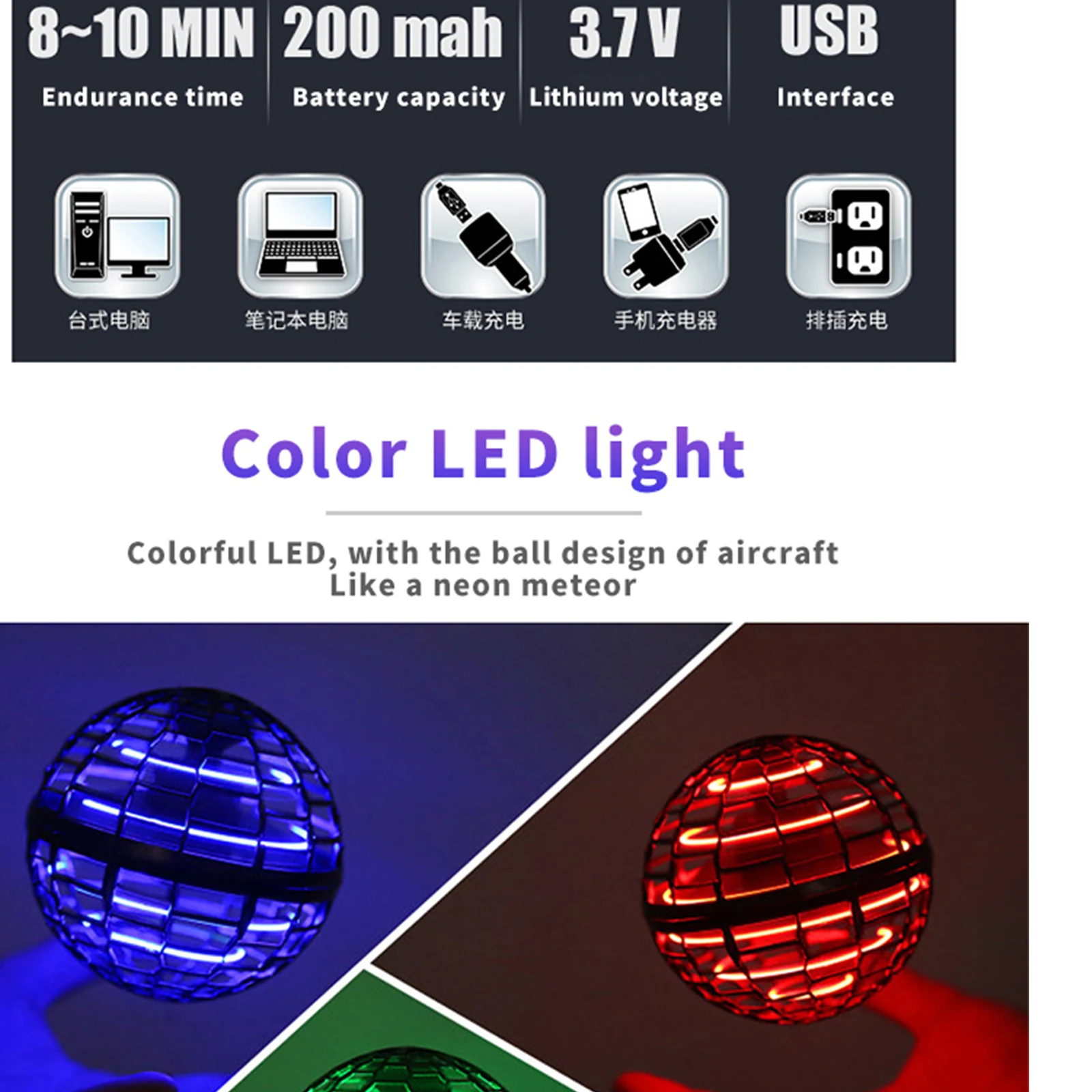 Fiyat Uçan Top Flynova Pro Uçan Küre Topu Stres Oyuncakları Spinner 360 Dönen RGB ışıkları Paraşüt çocuk Bumerang Topu Uçan Oyuncak