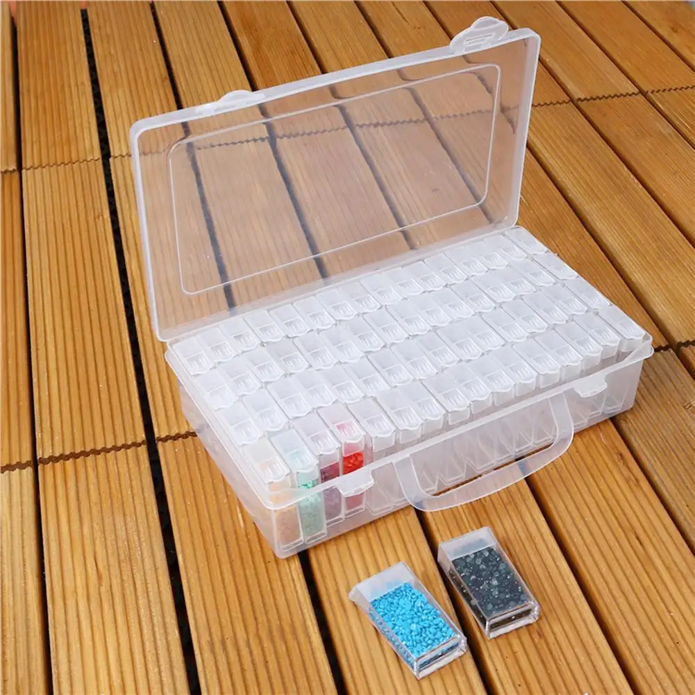 

64 Slots Bottles Diamond Painting Storage Box Transparent Plastic Nail Organizer Rhinestone Beads Case Holder Container Kits