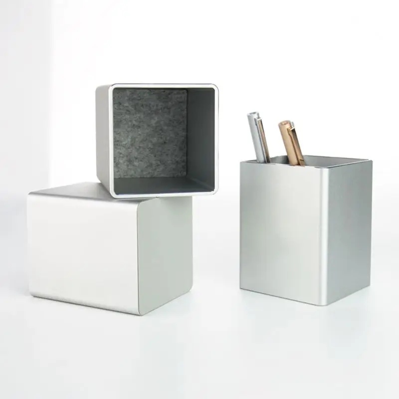 

Metal Square Desk Pen Pencil Organizer Cup Storage Holder Aluminum Containers