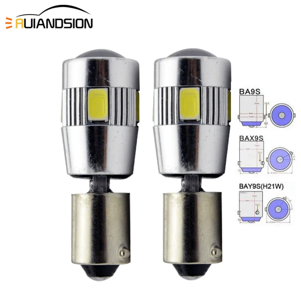 2xwhite BA9S T4W BAX9S 64132 H6W BAY9S H21W ошибок 6-5630SMD светодиодный лампы для парковки сигнальный фонарь 150lm DC12-14V