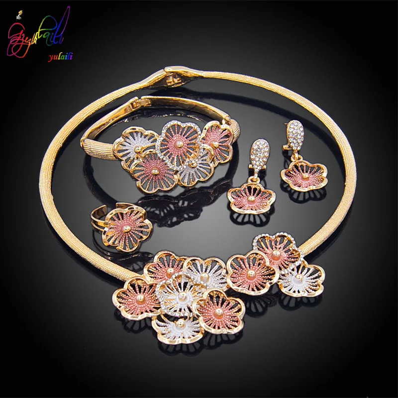 4 шт. набор женских ювелирных украшений с кристаллами|Ювелирные наборы| |