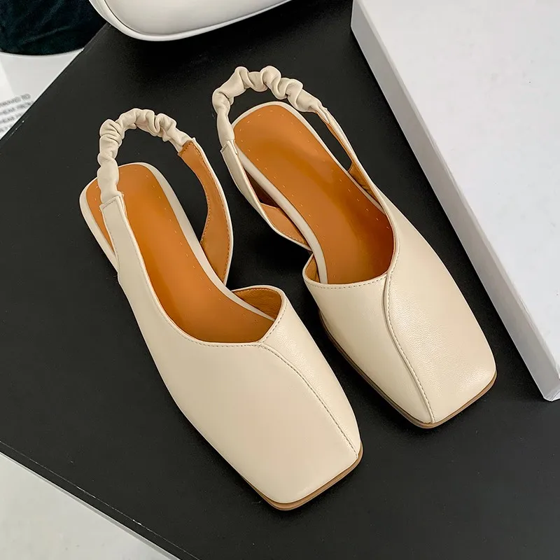 

Сандалии женские с квадратным носком, открытый носок, без застежки, плоская подошва, топ-сайдеры, босоножки с ремешком на пятке, большой размер 43, лето 2022