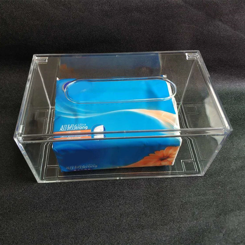 

Clear Tissue Dispenser Box Facial Acrylic Tissue Box Cover Holder for Bathroom Kitchen and Office Room Rectangle HK3