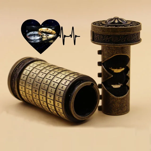 The Leonardo Da Vinci Code Mini Metal Cryptex For Wedding Valentine's Day creative Gift Educational Toys Escape Room Lock Locker | Игрушки
