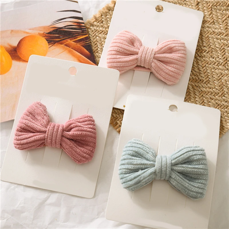 

1PC Candy Color Bow Hairpin Soft Cotton Cute Baby Girls Knotted BB Clip Hair Clip Korean Sweet Barrettes Pink Hair Accessories