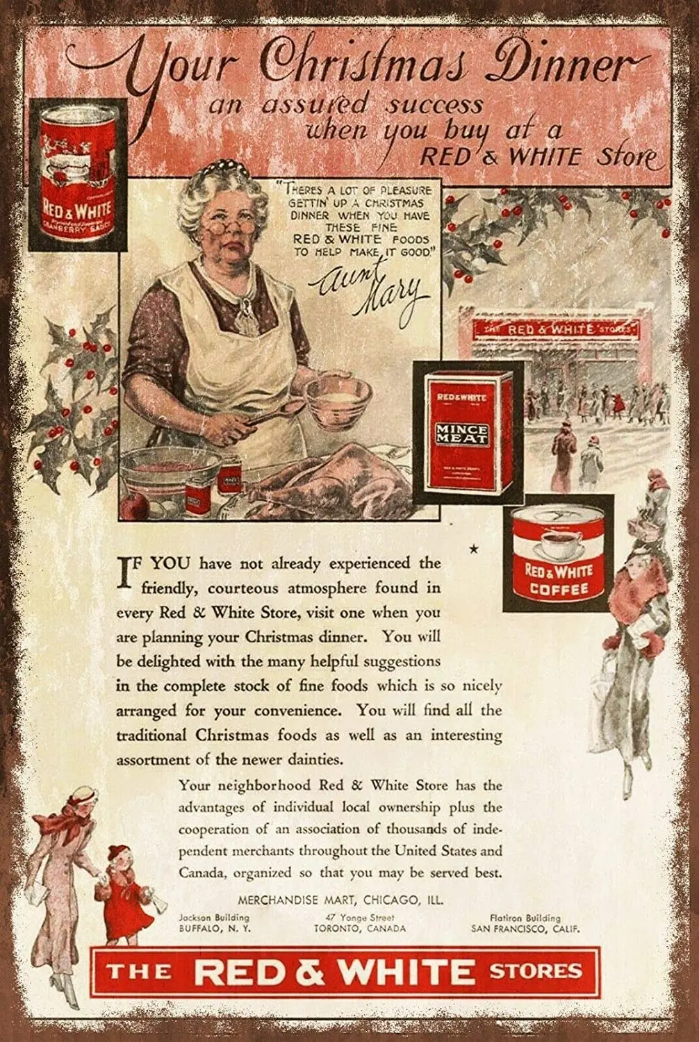 

Red & White Store Metal Tin Sign 12x8 Inch Decor