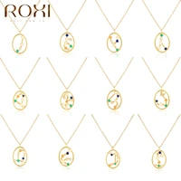 roxi 12 constellation pendants necklaces for women 925 sterling silver gold necklaces pendants women long chain choker jewelry