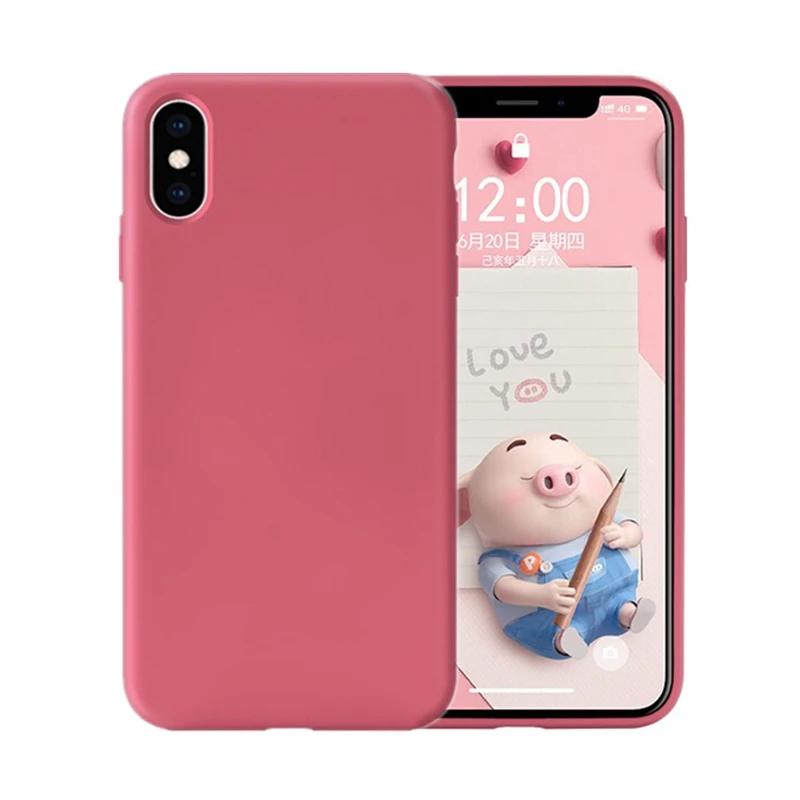 Camellia Red Тонкий мягкий чехол для iPhone 7 8 6 6s Plus 5S 4 жидкий силиконовый чехол карамельный цвет Coque Capa для iPhone X Xs 11 Pro Max XR - Цвет: Camellia Red