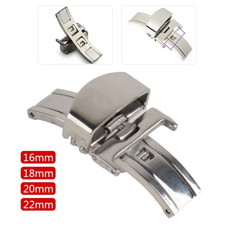 Модный ремешок для часов с двумя кнопками и пряжкой бабочкой 16 22 мм