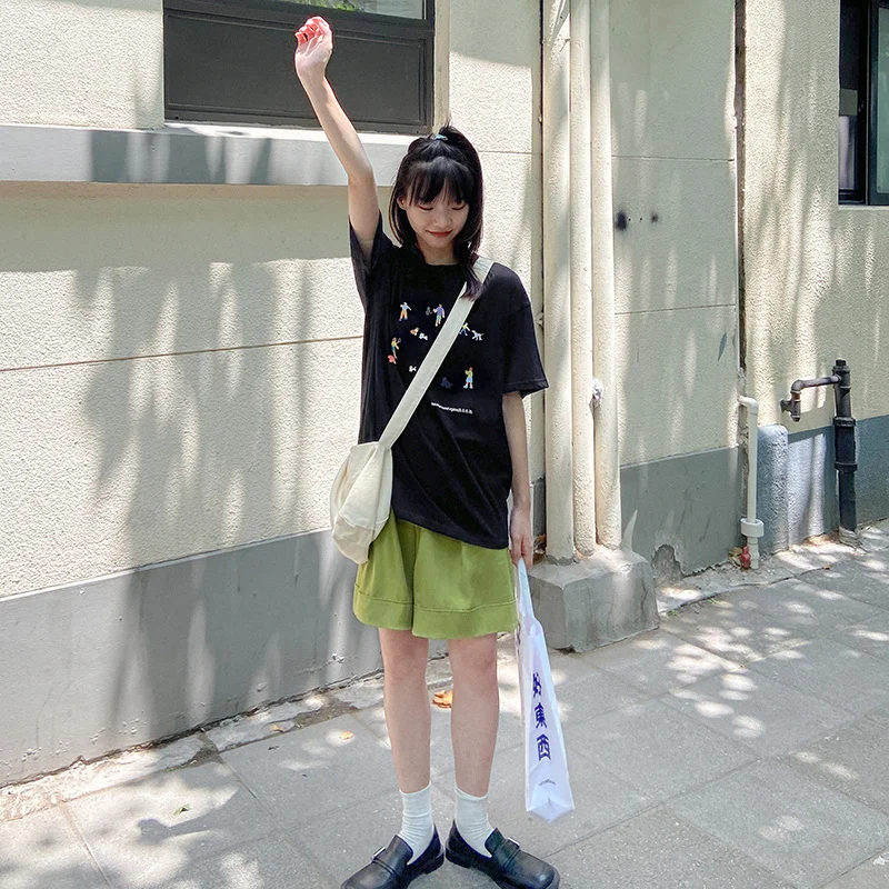 Женский свободный топ с коротким рукавом футболка принтом лето 2021 | Женская